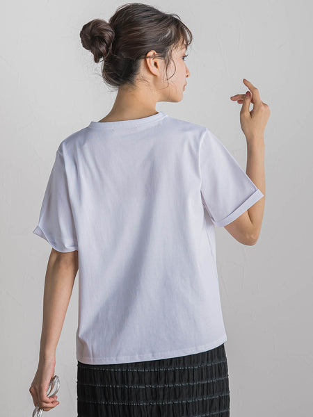 ロゴブローチ風Tシャツ≪手洗い可能≫