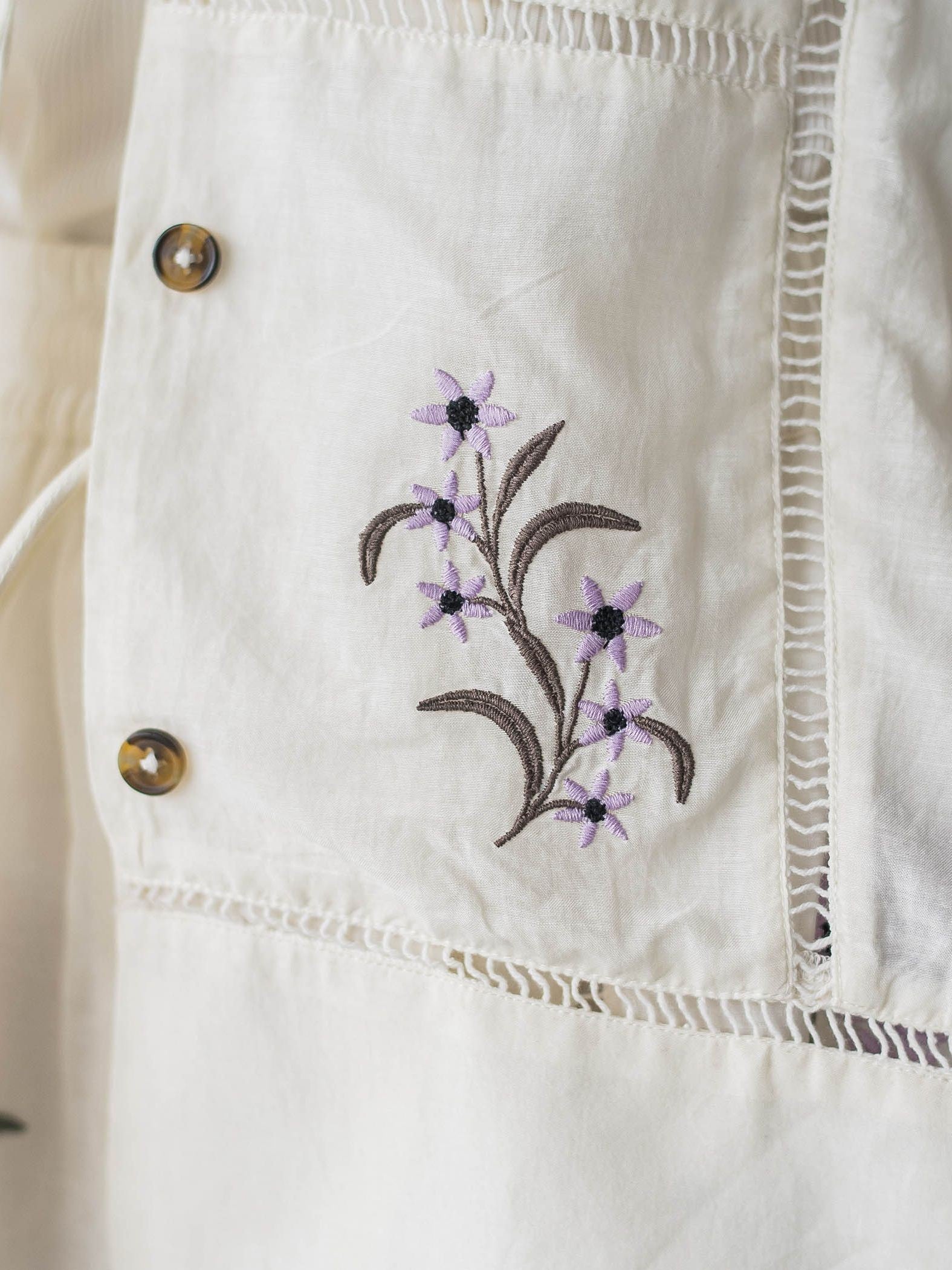 【40周年限定】パッチワーク刺繍オープンカラーシャツ
