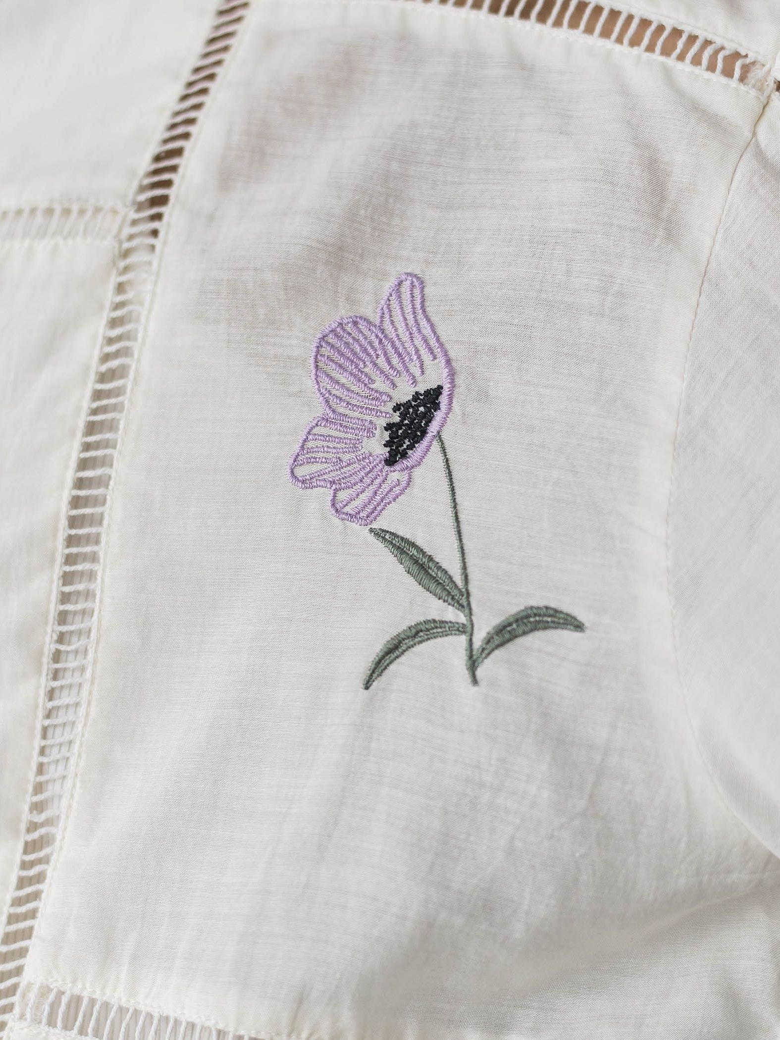 【40周年限定】パッチワーク刺繍オープンカラーシャツ