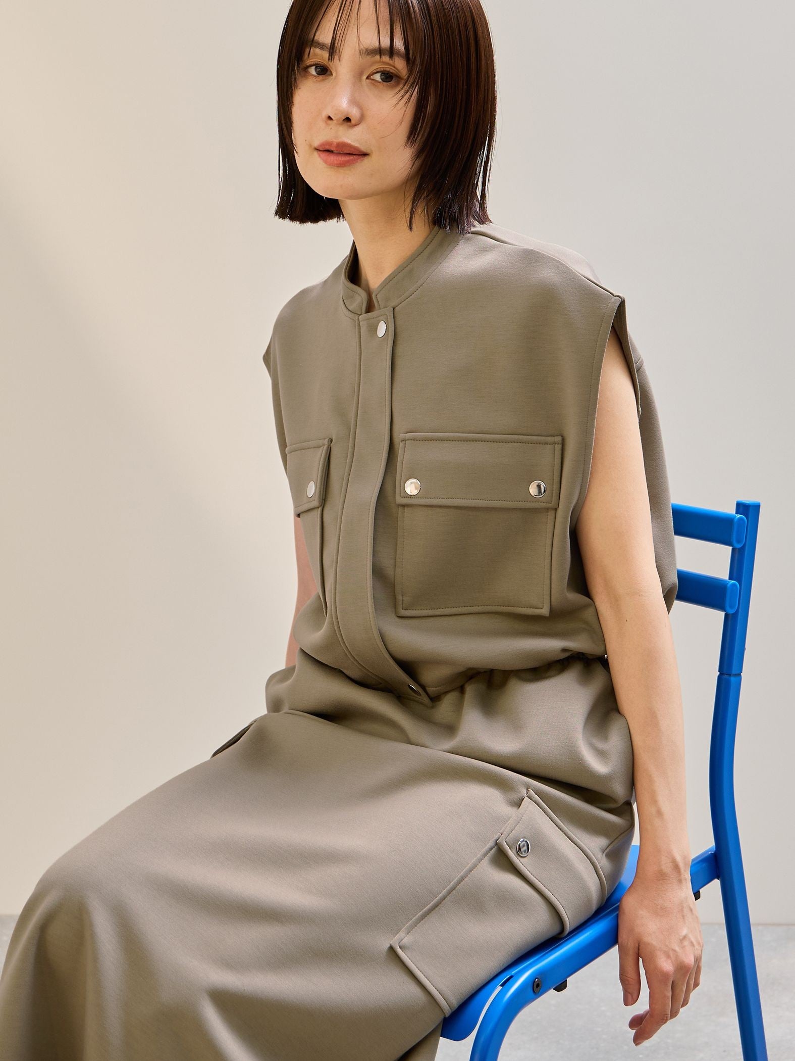 【SET】ダンボールニットベスト×スカート2ピース