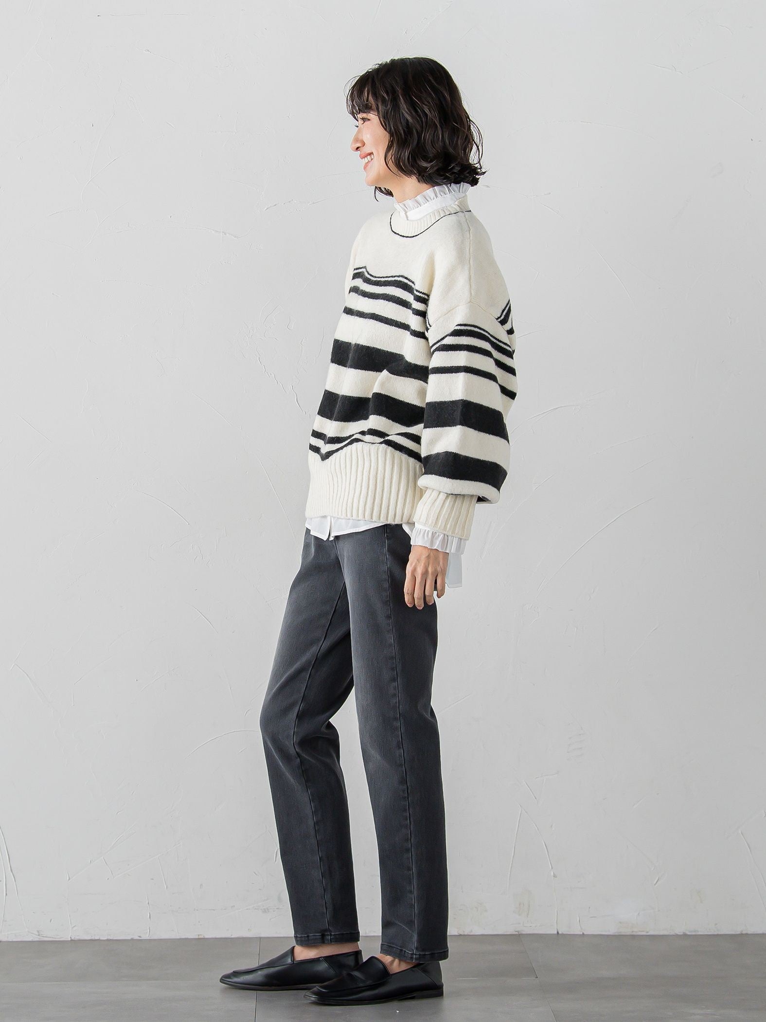 【WEB限定】”ふんわり着心地”ランダムボーダーニット