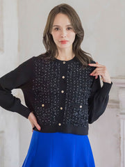 リボンドットツイードカーディガン