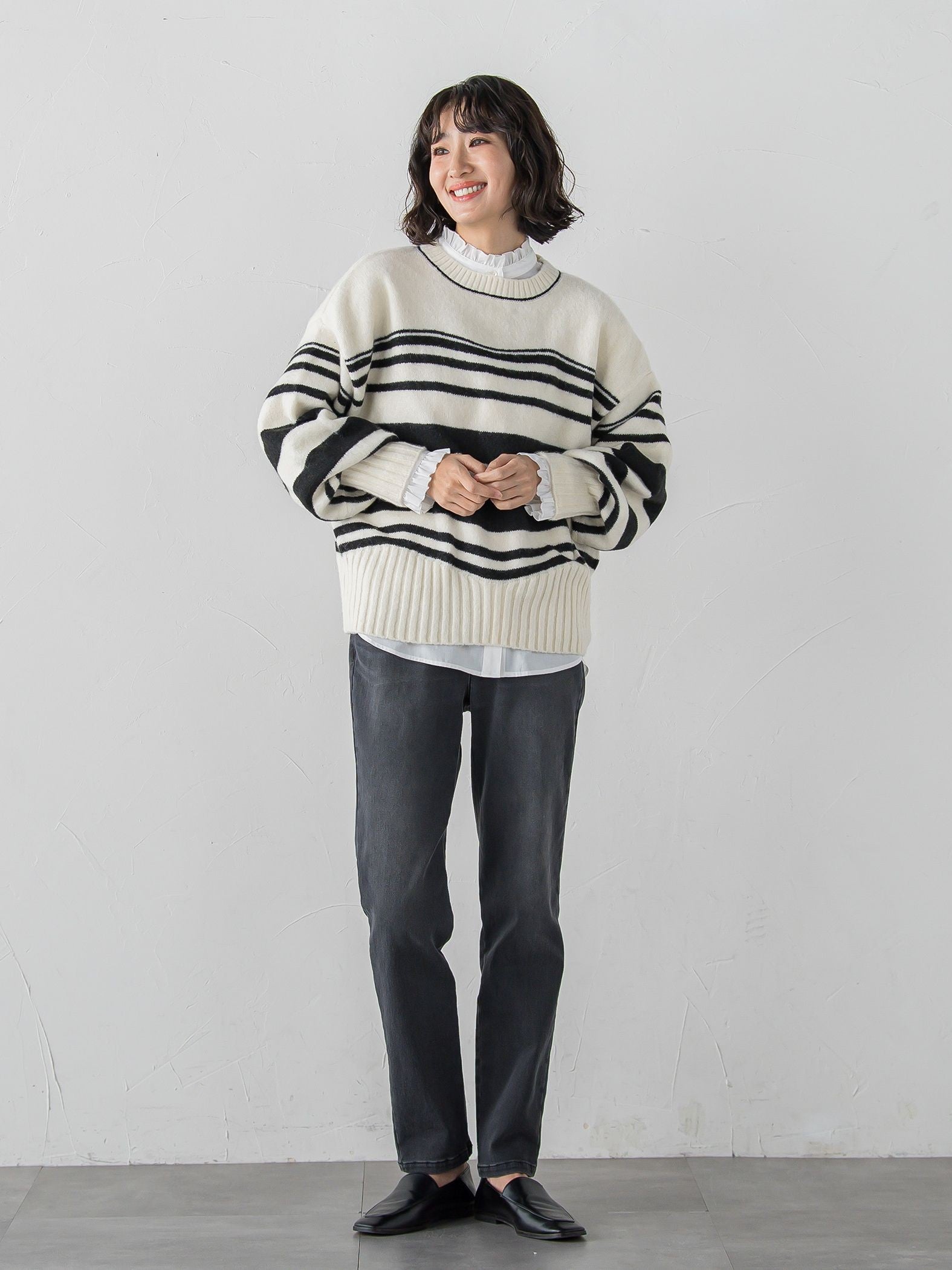 【WEB限定】”ふんわり着心地”ランダムボーダーニット