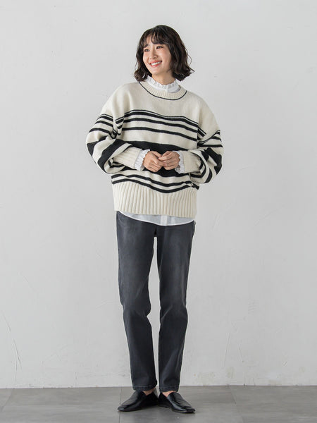 【WEB限定】”ふんわり着心地”ランダムボーダーニット