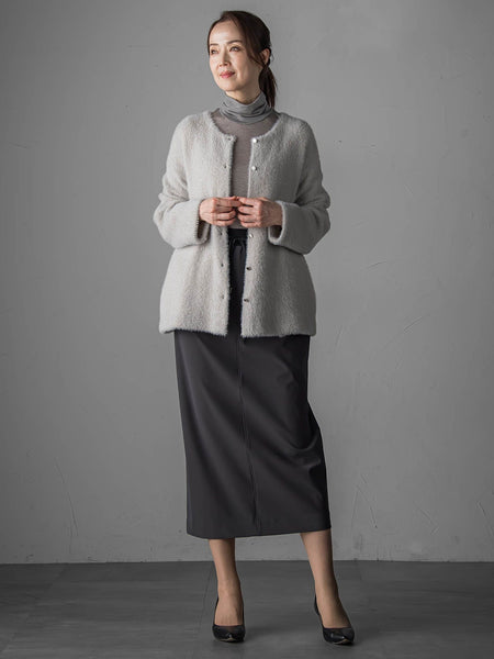 【大きいサイズ】フェザーヤーンニットカーディガン