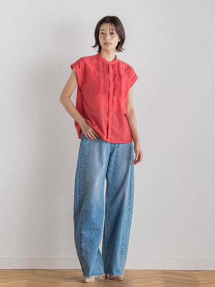 【WEB限定】コットンライクローンブラウス≪手洗い可能≫