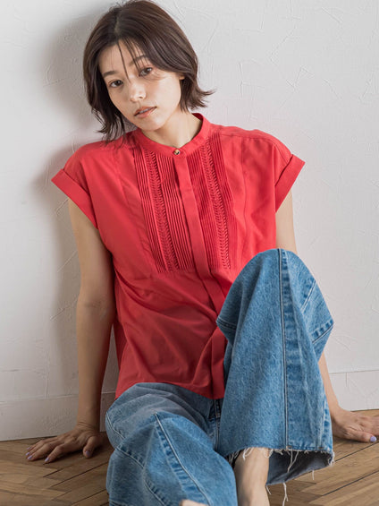 【WEB限定】コットンライクローンブラウス≪手洗い可能≫