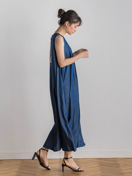 【WEB限定】バイオシルクタックZIPワンピース≪洗濯機で洗える≫