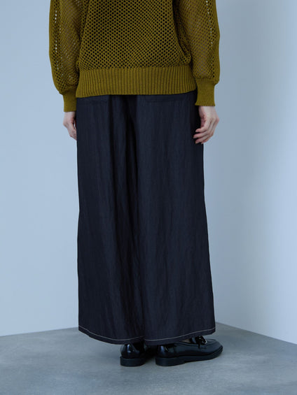 【シーズンレス】ナイロンツイルデニムイージーワイドパンツ