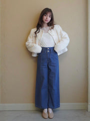 Double Belt Wide Denim［XS.under150cmさんもオススメ］≪洗濯機で洗える≫