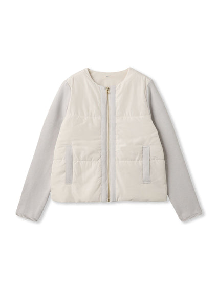 中綿×ニットノーカラージャケット