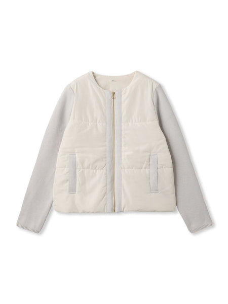 中綿×ニットノーカラージャケット