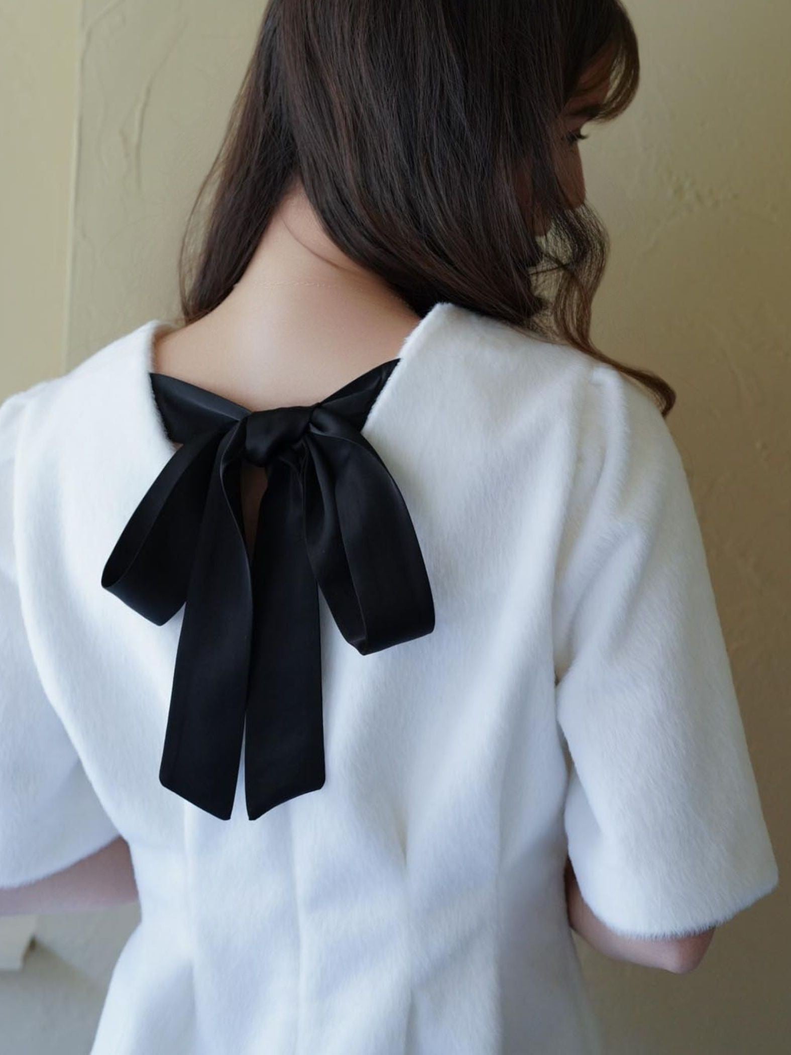 Back Ribbon shaggy One-Piece≪手洗い可能≫