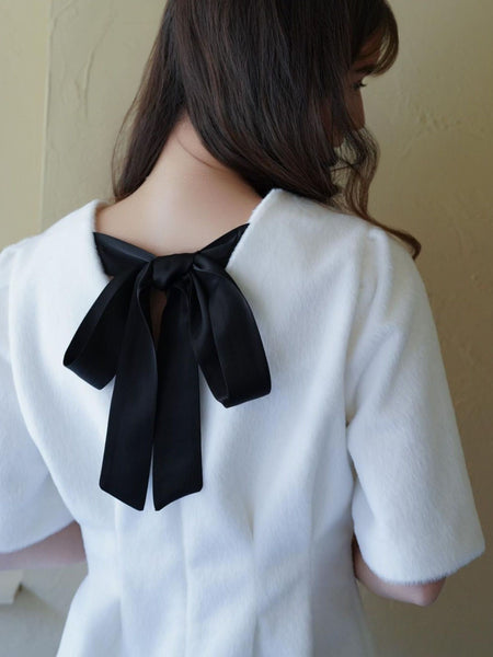 Back Ribbon shaggy One-Piece≪手洗い可能≫