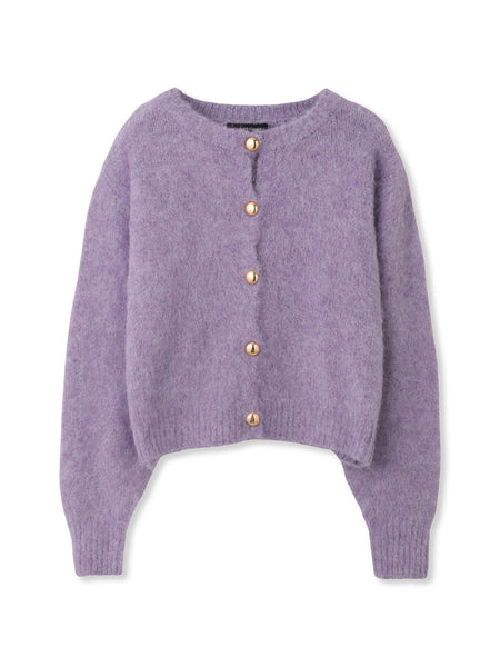 ソフトシャギー起毛メタルボタンカーディガン