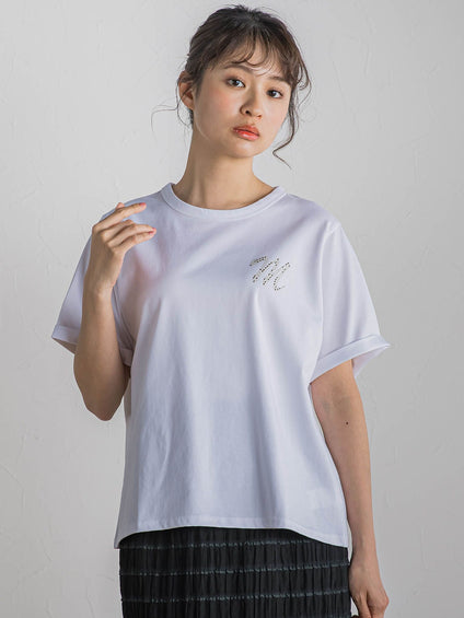 ロゴブローチ風Tシャツ≪手洗い可能≫