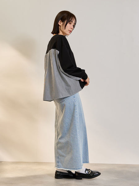 ダンボールバックストライプカーディガン