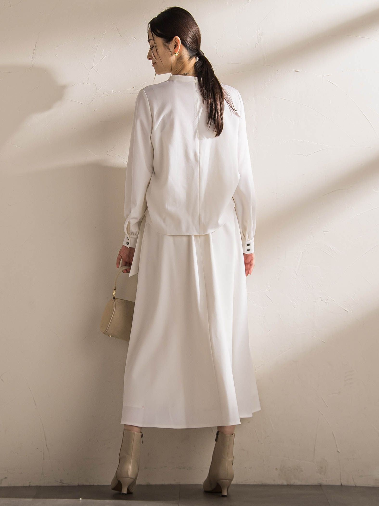 ウールブレンドストレッチブラウス≪セットアップ対応/手洗い可能≫