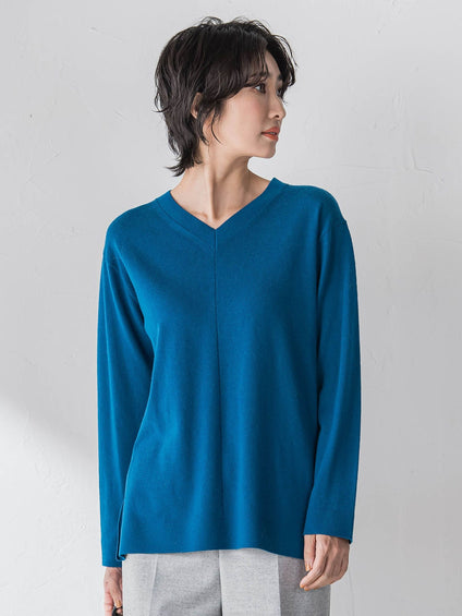 【大きいサイズ】ファインウールVネックニット