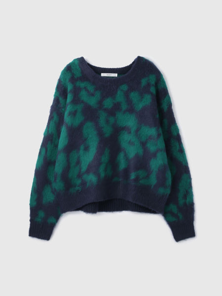 レオパードジャガードシャギーニットプルオーバー