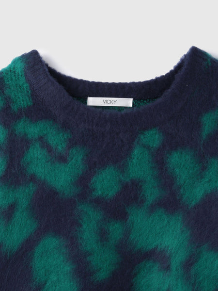 レオパードジャガードシャギーニットプルオーバー