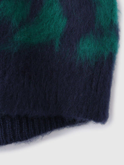 レオパードジャガードシャギーニットプルオーバー