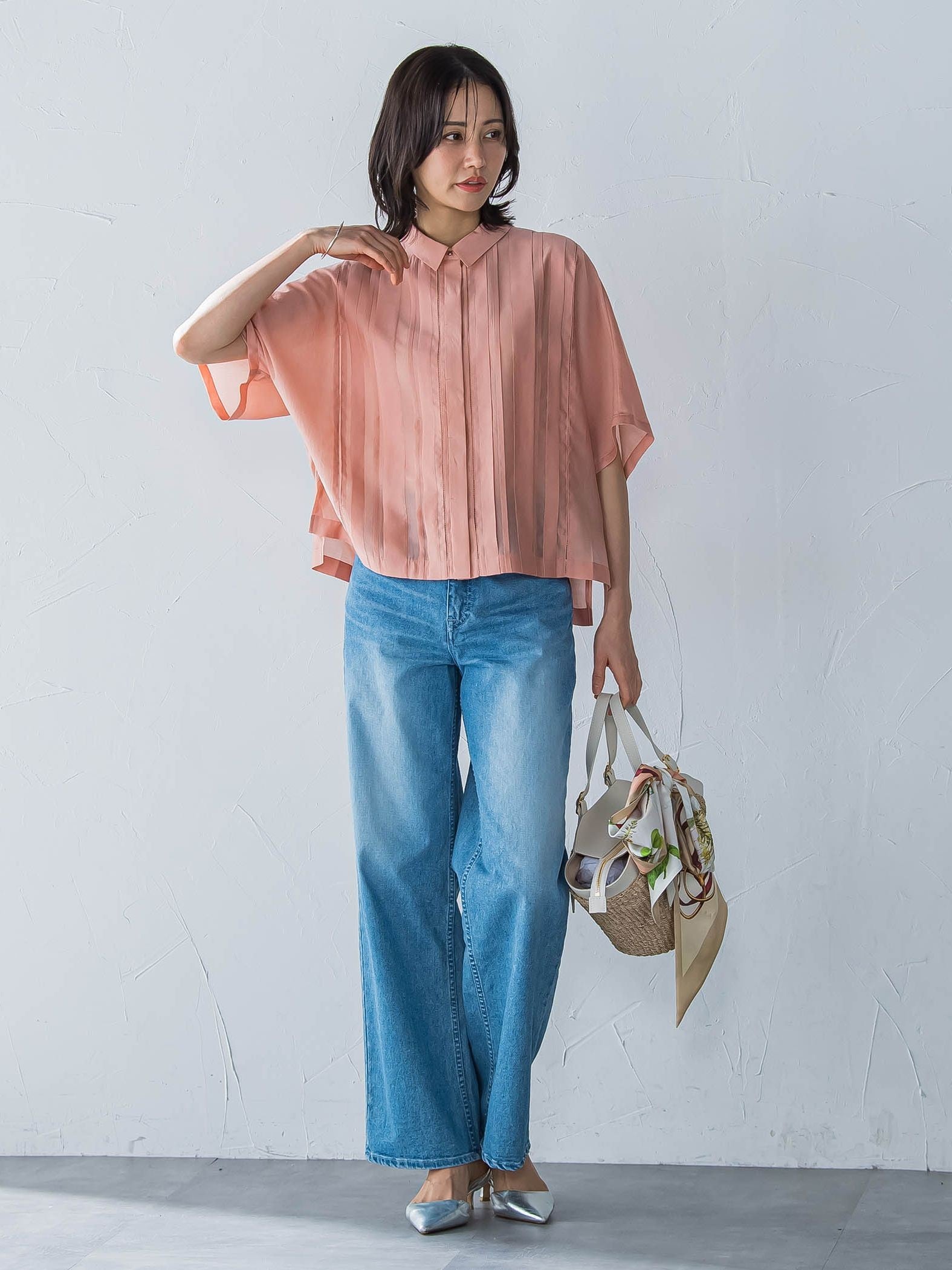 ピンタックレースブラウス≪手洗い可能≫