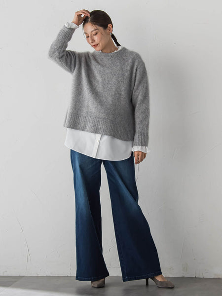 【WEB限定】裏起毛デニムワイドパンツ
