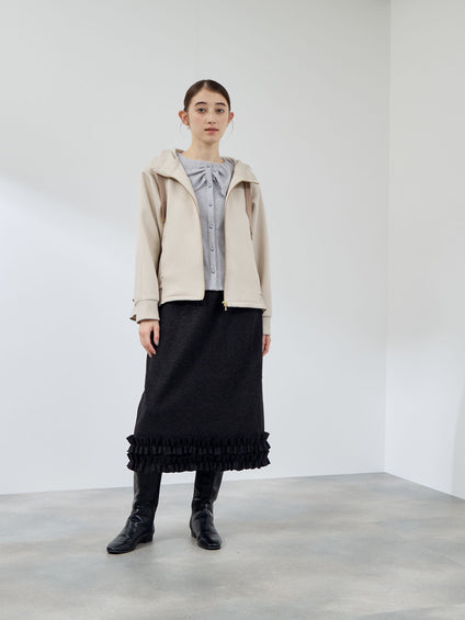 カルゼダンボール異素材切替パーカー