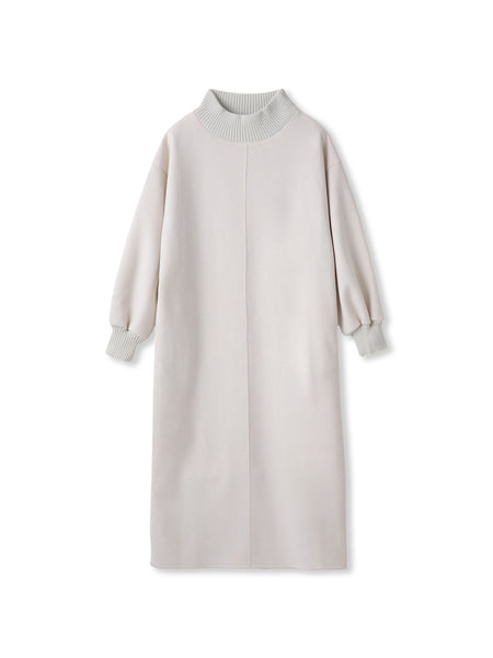 【WEB限定】スウェード×リブモックネックワンピース≪手洗い可能≫