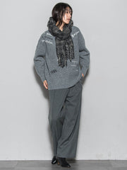 メッセージ刺繍Vネックニットプルオーバー≪手洗い可能≫