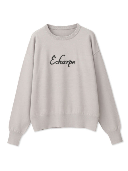 ラメフェザーロゴクルーネックニットプルオーバー≪手洗い可能≫