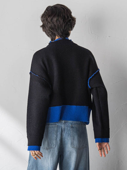 【WEB限定】ハイネック配色ニット≪手洗い可能≫