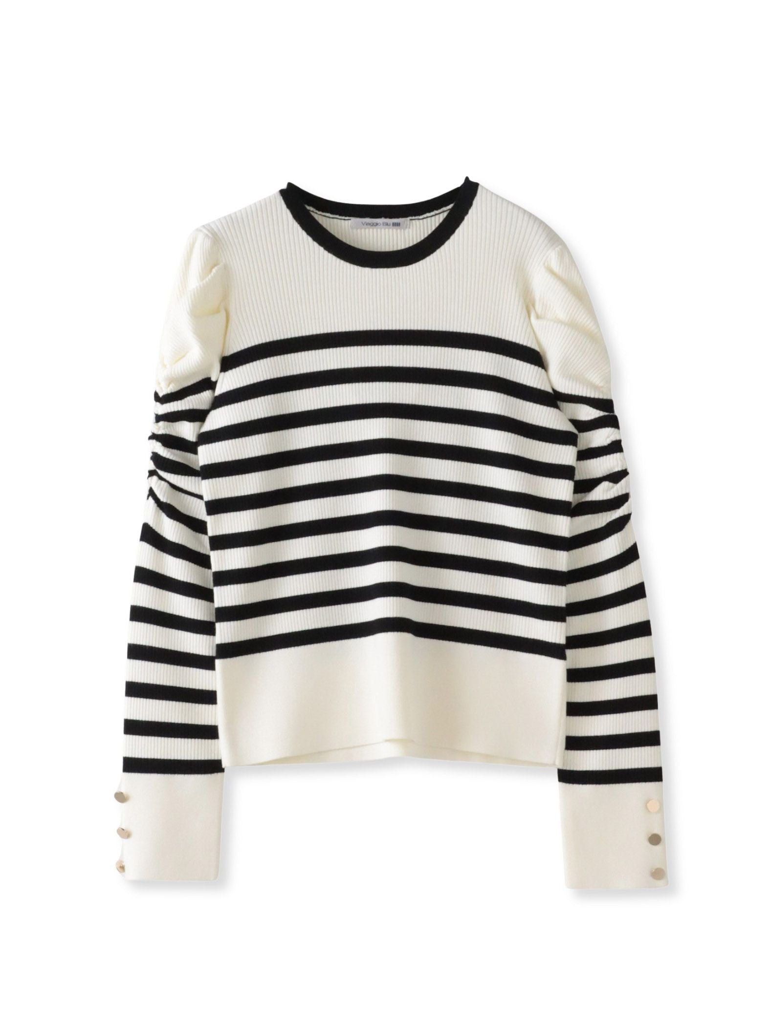 シャーリングスリーブニット