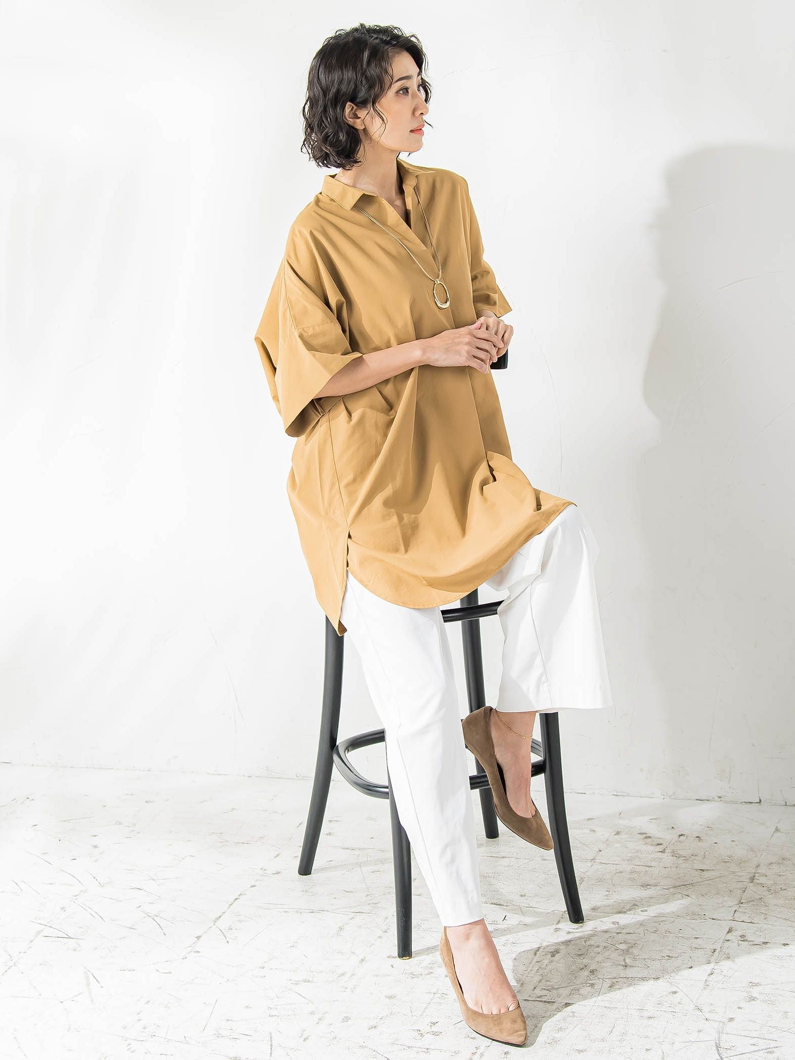 【WEB限定】チュニックシャツ≪手洗い可能≫