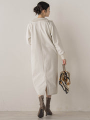 【WEB限定】圧縮起毛ステンニットワンピース≪手洗い可能≫