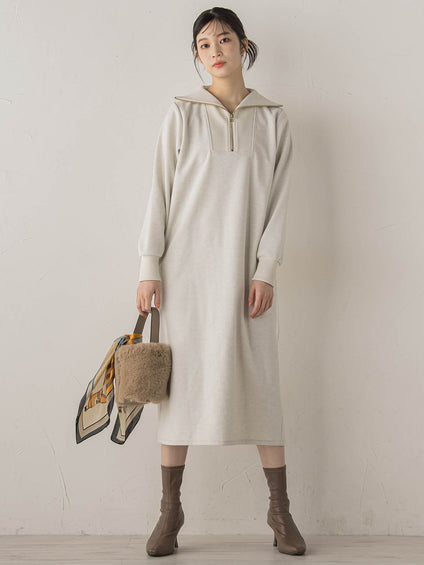 【WEB限定】圧縮起毛ステンニットワンピース≪手洗い可能≫