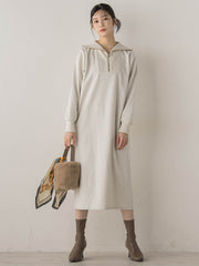 【WEB限定】圧縮起毛ステンニットワンピース≪手洗い可能≫