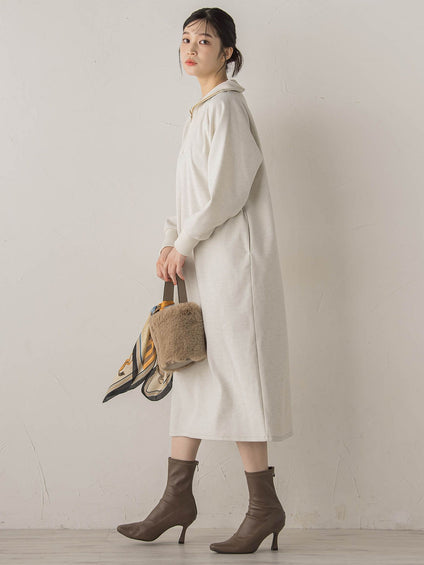 【WEB限定】圧縮起毛ステンニットワンピース≪手洗い可能≫