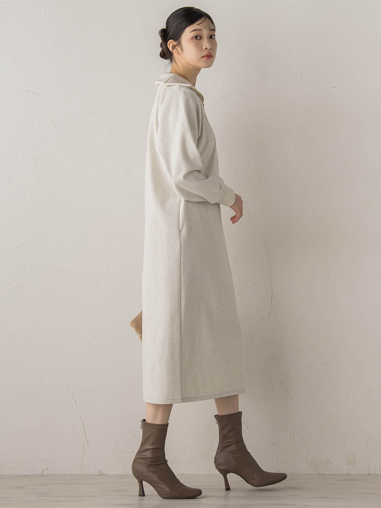 【WEB限定】圧縮起毛ステンニットワンピース≪手洗い可能≫