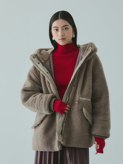 ショートボア中綿ドロストブルゾン