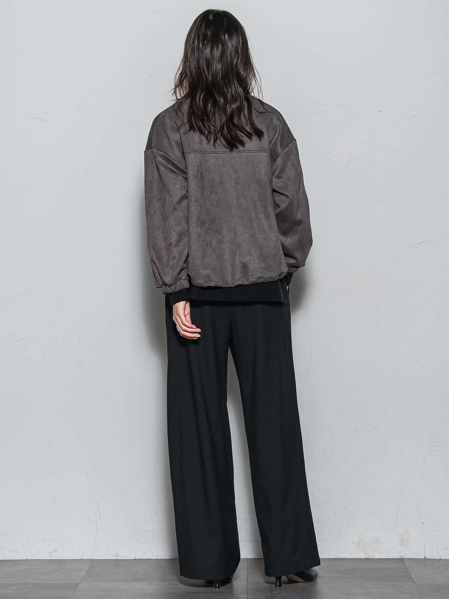 【WEB限定】マシュマロスウェードノーカラーブルゾン≪手洗い可能≫