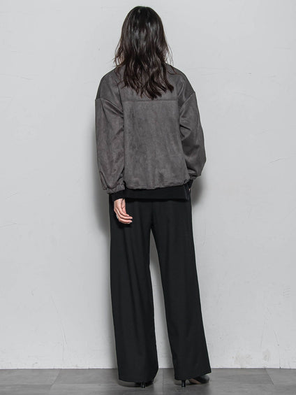 【WEB限定】マシュマロスウェードノーカラーブルゾン≪手洗い可能≫