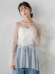 チュールドットチュニックプルオーバー≪洗濯機で洗える≫