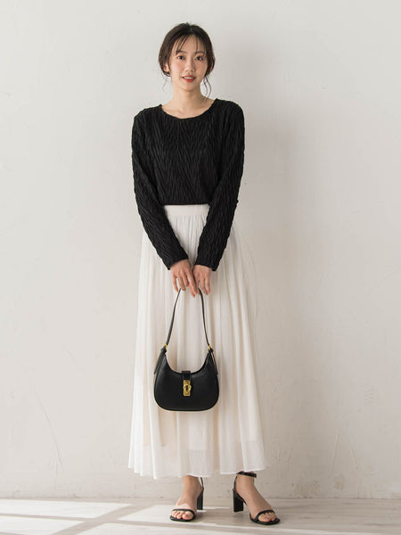 【WEB限定】フリルジャガードクルーネックプルオーバー