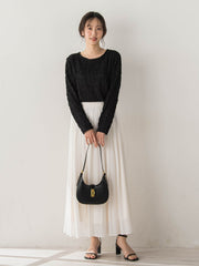 【WEB限定】フリルジャガードクルーネックプルオーバー