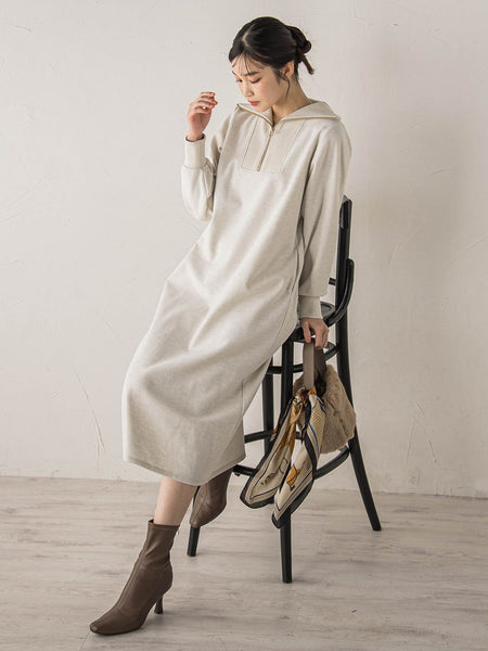 【WEB限定】圧縮起毛ステンニットワンピース≪手洗い可能≫