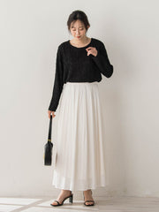 【WEB限定】フリルジャガードクルーネックプルオーバー