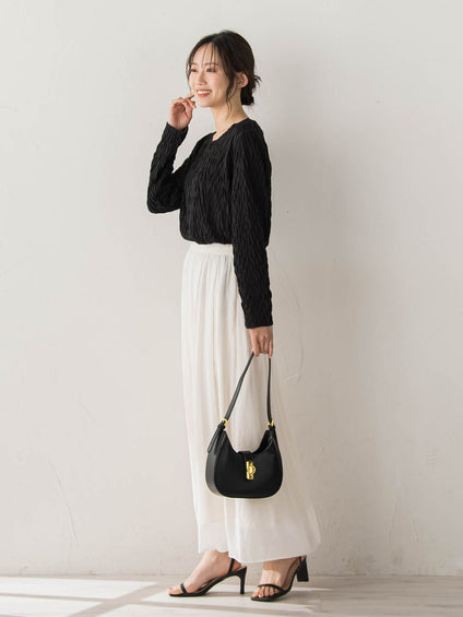 【WEB限定】フリルジャガードクルーネックプルオーバー