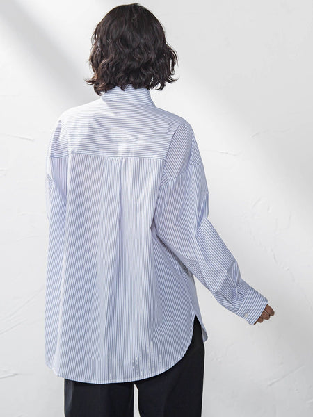 【WEB限定】ストライプブラウス≪洗濯機で洗える≫